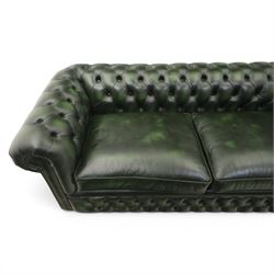 Distinctive Chesterfields - Chesterfield two cushion sofa, upholstered in green deeply buttoned leather