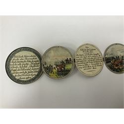 Grolier Club’s silver Schraubmedaille to commemorate the German campaign of 1813, obverse depicts a Greek temple, below “Eintracht Überwindet Alles”, the reverse depicts three figures and the text “Gerechtigkeit. Weisheit. U. Einigkeit. Beglücken. D.: Menschheit”, inside are twelve circular hand coloured engravings depicting six major battles of the German campaign, each with corresponding descriptions, D