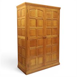 Beaverman - oak double wardrobe, enclosed by twin multi-panelled doors, Yorkshire Rose car...