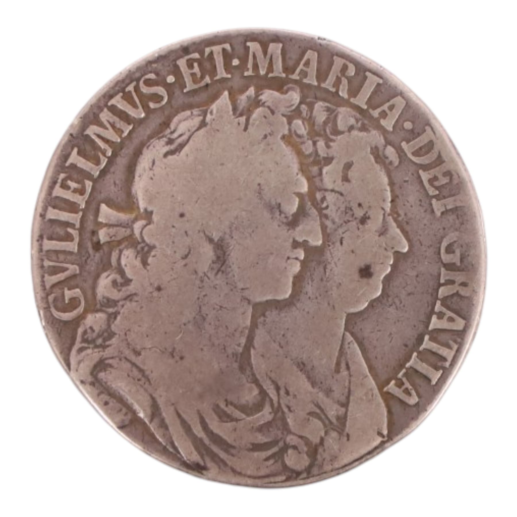 William and Mary 1689 silver half crown coin