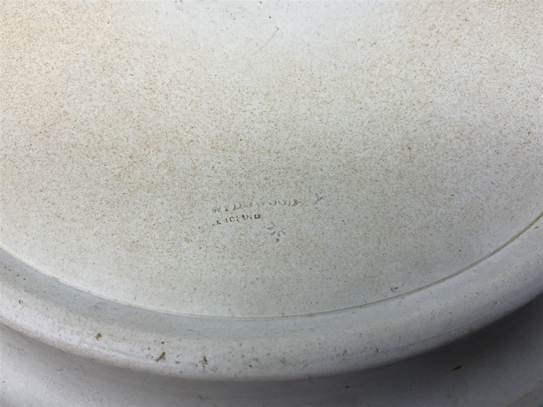 Late 19th century pale blue Wedgwood Jasperware cheese dome with cover, decorated with acorn and oak leaf bands surrounding neo-classical ladies, cherubs, flowers and trees, impressed Wedgwood mark beneath, together with further Wedgwood Jasperware teapots, boxed dishes etc