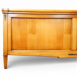 And So To Bed - 6ft super king cherry wood sleigh bed, with turned rails above a panelled head and footboard, with applied brass flowers and foliate mounts, raised on square tapering supports