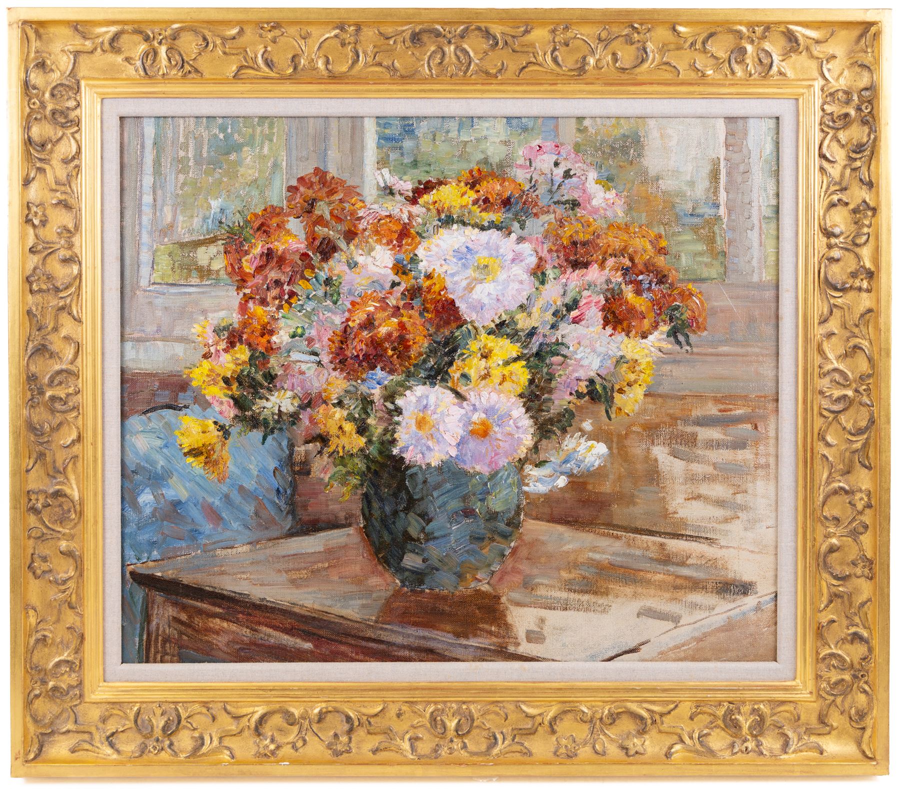 Dame Ethel Walker DBE ARA (British 1861-1951): Still Life, oil on canvas, signed on stretcher verso 50cm x 60cm
Provenance: with Louise Kosman, label verso