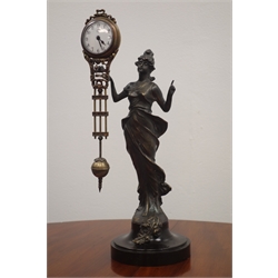  20th century Junghans mystery clock, bronze spelter figure, H33cm  