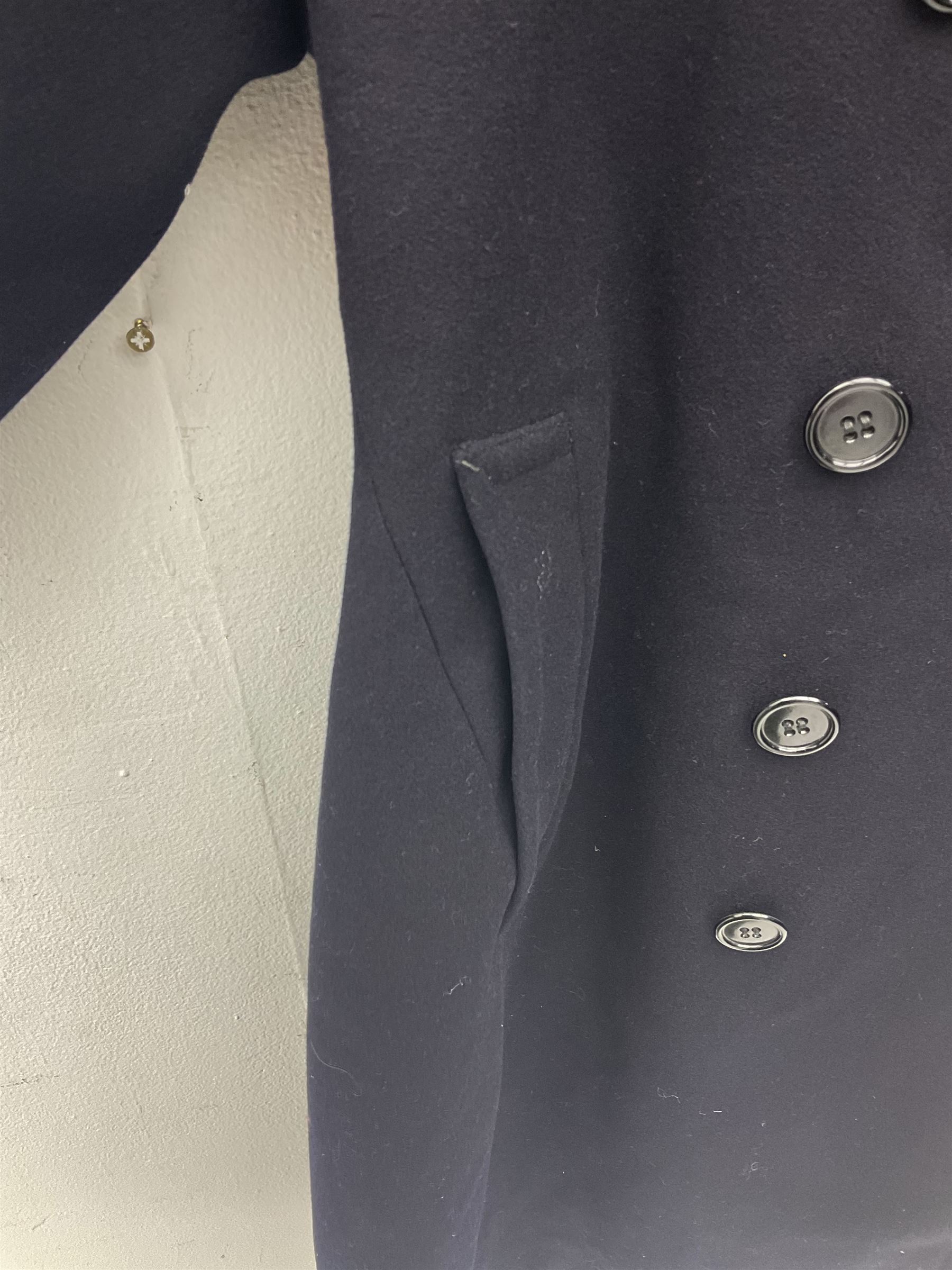 WW2 French Naval Officer's greatcoat; bears label 'Hirsch Tyler Company Uniforms 10th & Berks Sts Philadelphia Penna.'