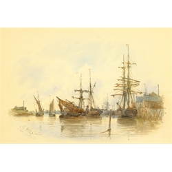 Robert Malcolm Lloyd (British 1859-1907): 'Shoreham Harbour', watercolour signed, titled and dated 1883, 17cm x 24cm
