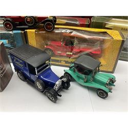Matchbox - approximately sixty Models of Yesteryear to include special edition 1820 Passenger Coach and Horses, limited editions 1894 Aveling-Porter Steam Roller, 1829 Stephensons Rocket and 1905 Fowler Showman’s Engine; older models from the 1970s such as Y-1 1911 Model ‘T’ Ford, and a large quantity of modern models with reference materials in folder; mostly boxed 