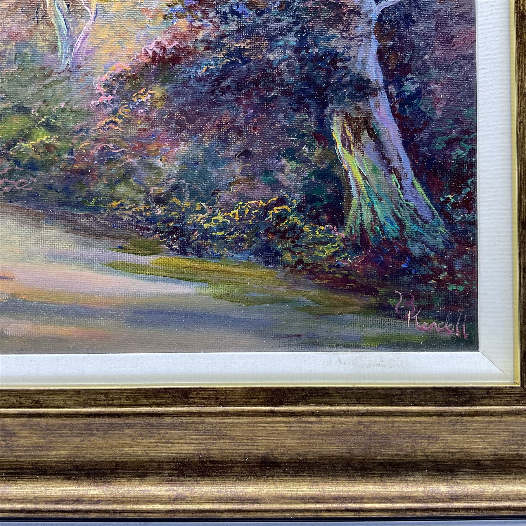 Bruce Kendall (British Contemporary): ‘The Avenue - Temple Newsam’ Leeds, oil on board signed 45cm x 45cm