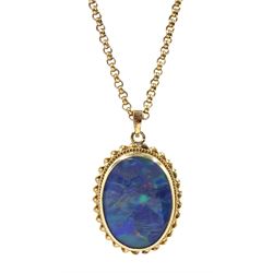 9ct gold oval opal triplet pendant necklace, hallmarked