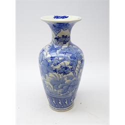  19th/ early 20th century Chinese blue and white baluster vase with flared neck, H32cm   