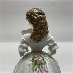 Three Royal Worcester figurines,  The First Quadrille, The Fairest Rose and Queen of Hearts, largest H21cm