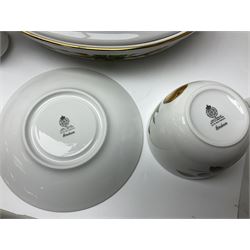 Royal Worcester Evesham pattern tea and dinner wares, to include, three covered tureens of various sizes, coffee pot, two lidded pots, tea cups and saucers of various sizes, two egg cups, round serving platter, five dinner plates, large jug, pair of napkin rings, salt and pepper etc (72)