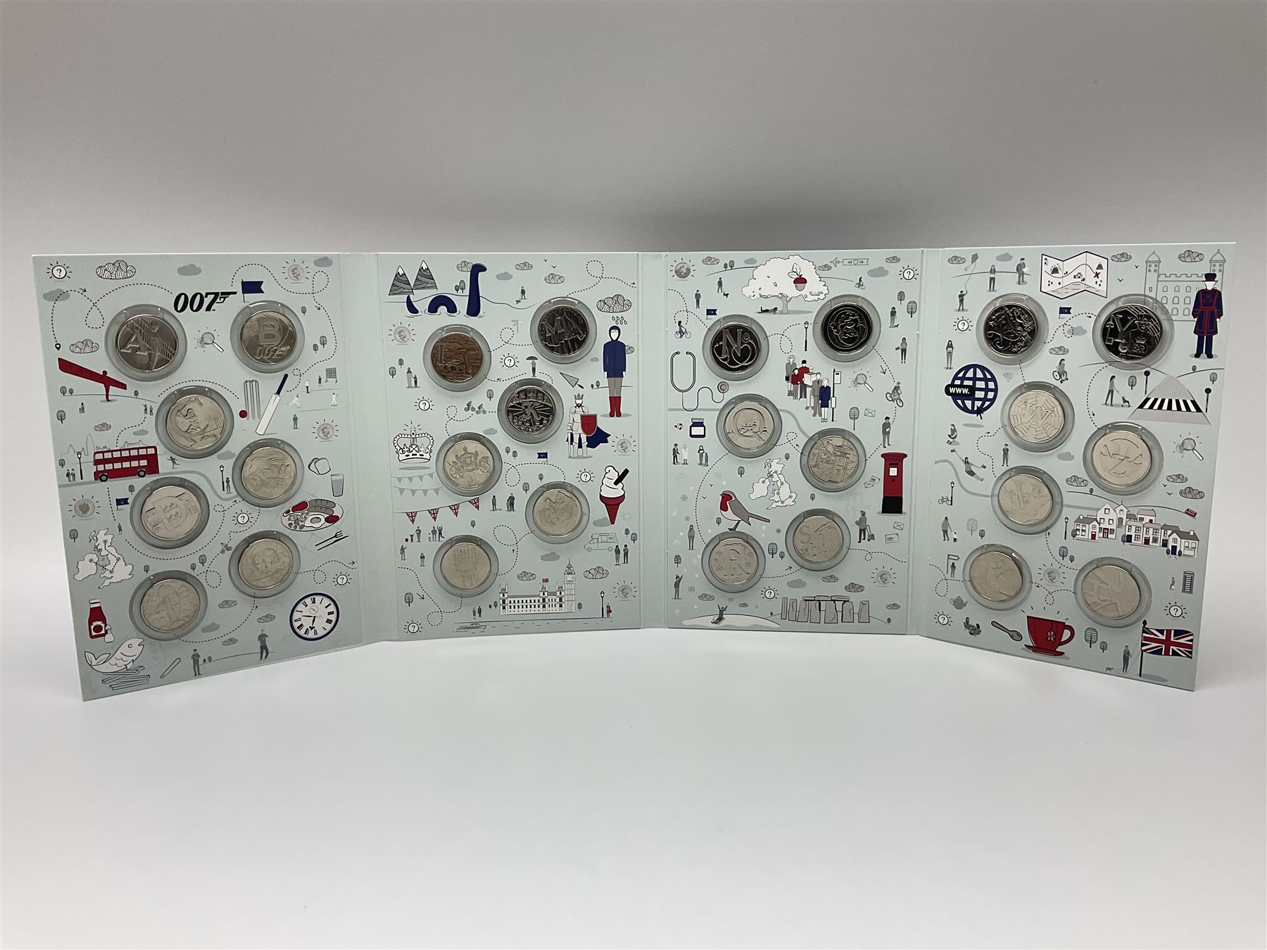 The Royal Mint 'The Great British Coin Hunt Quintessentially British A to Z' 2018 ten pence coin set, in card folder