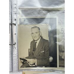 Collection of football memorabilia belonging and relating to the Hull based referee Frank Coultas, including 9ct gold Referee's medal for the 1957 Aston Villa v Manchester United FA Cup Final, inscribed 'The Football Association, F.B Coultas, F.A. Challenge Cup Competition, Final Tie 1957', hallmarked and in original case; the kit worn by him to referee the 1957 FA Cup Final and ephemera relating to the match including photographs, programmes and tickets; together with other football memorabilia collected by Frank Coultas, including programmes, photograph and ticket stubs, with some items relating to the 'Busby Babes'