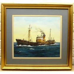 Adrian Thompson (British 1960-): 'St Britwin' - Hull Trawler Ship's Portrait, watercolour and gouache signed 37cm x 43cm