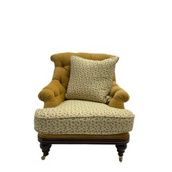 Victorian style armchair, upholstered in