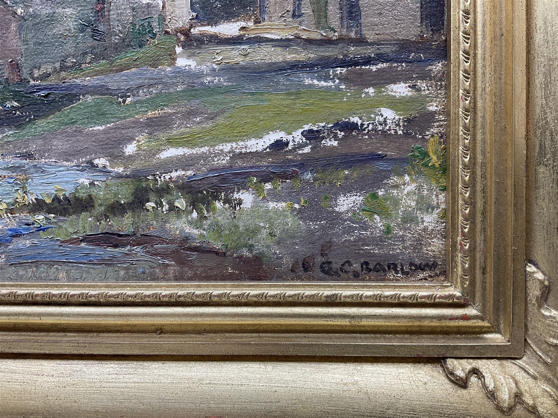 Gordon Clifford Barlow (British 1913-2005): 'The White Lion' Inn - Cray, oil on board signed, titled verso 28cm x 37cm 