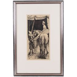 Dame Laura Knight (Staithes Group 1877-1970): 'Bareback Rider', etching pub. 1935, 25.5cm x 12.5cm 