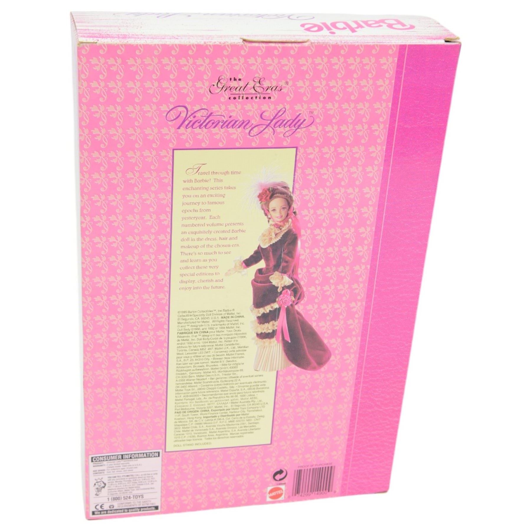 Seven Mattel Collector's Edition Barbie dolls, including Great Eras Victorian Lady, Great Eras Elizabethan Queen, Great Eras Medieval Barbie, Victorian Ice Skater, Avon Mrs PFE Albee Barbie, Hallmark Special Edition Fair Valentine, Secret of the Three Tearpdrops, five boxed