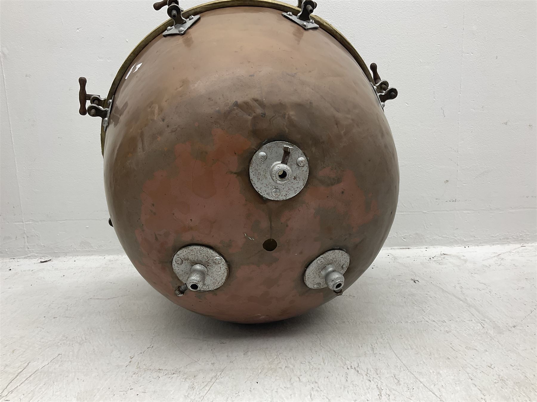 Pair of vintage copper timpani drums D65cm H46cm (2)