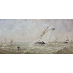 William Frederick Settle (Hull 1821-1897): 'Yachts off Yarmouth', watercolour signed with monogram and dated '70, titled on the mount 17.5cm x 36.5cm 
Provenance: private collection, purchased Dee, Atkinson & Harrison 21st November 2003 Lot 776