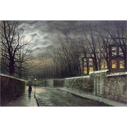 Walter Linsley Meegan (British c1860-1944): Leeds Street by Nightfall, oil on canvas signed 34cm x 49cm  
Provenance: private collection, purchased Sotheby's 14th May 1997 Lot 314