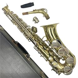 Czechoslovakian Boosey & Hawkes Powertone alto saxophone, serial no.125362; in fitted carrying case with crook
