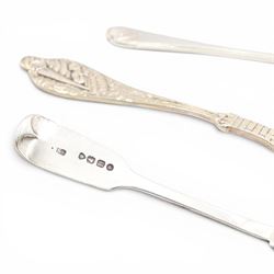 Silver christening spoon, together with two other silver spoons and napkin ring, all hallmarked 
