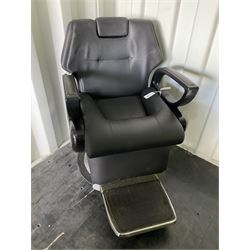 Salon Equipment - Black leather finish salon hydraulic barbers chair - THIS LOT IS TO BE COLLECTED BY APPOINTMENT FROM DUGGLEBY STORAGE, GREAT HILL, EASTFIELD, SCARBOROUGH, YO11 3TX