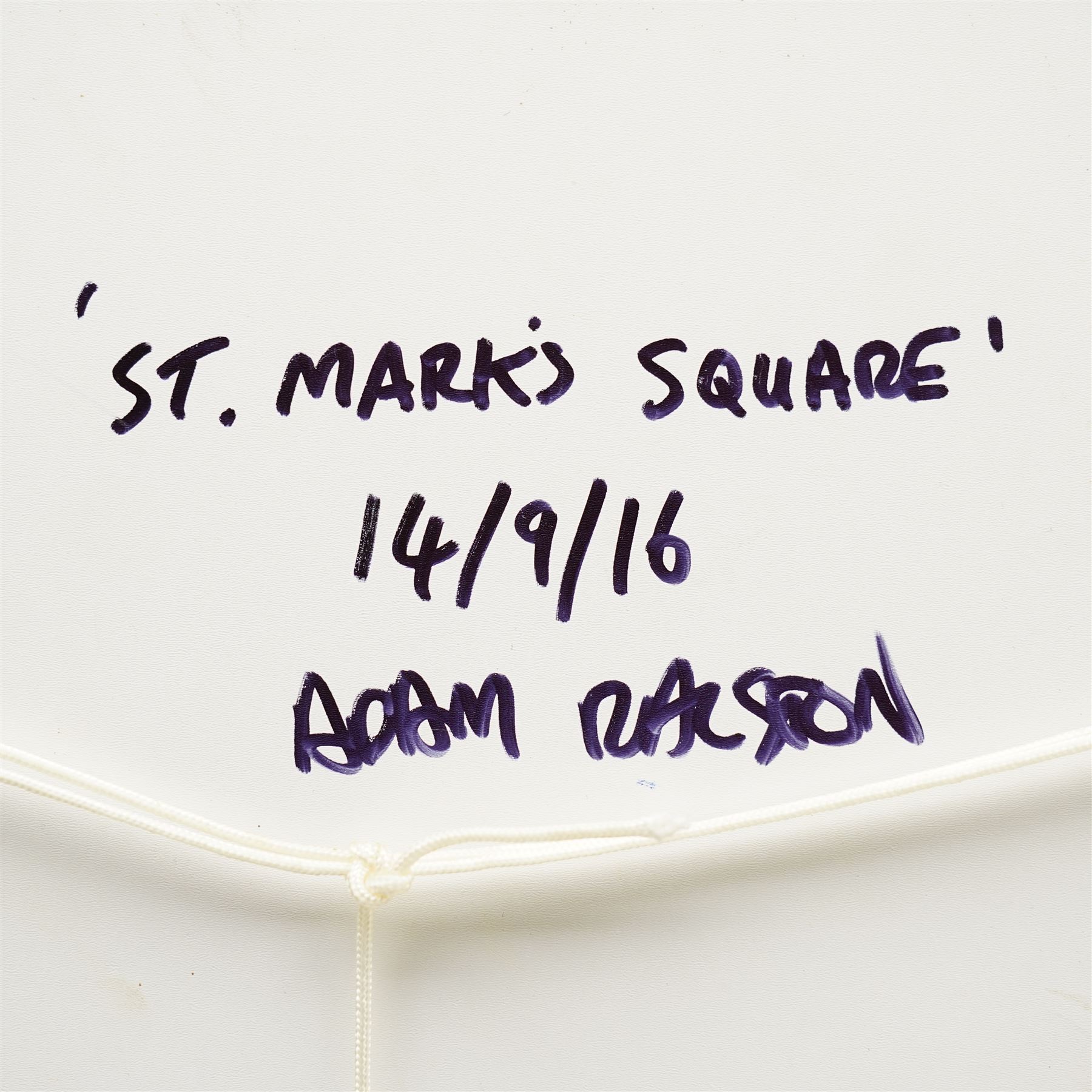 Adam Ralston (Northern British 1970-): 'St Mark's Square', oil on board signed, inscribed and dated '16 verso 29cm x 24cm