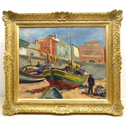 Philip Naviasky (Northern British 1894-1983): Fregatas on the Beach at Carvoeiro Portugal, oil on canvas signed 49cm x 59cm  DDS - Artist's resale rights may apply to this lot    