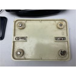 Collection of phone headsets, including GPO bakelite examples, together with other telephone parts 