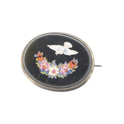 19th century micro mosaic brooch of oval form decorated with daisies to the centre, together with five other micro mosaic brooches 