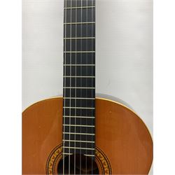 Harmony Model H6360 acoustic guitar in mahogany with spruce top, L103cm overall; and 1970s B&M (Barnes & Mullins) Concert Grande acoustic guitar, L101.5cm overall; each in hard carrying case (2)