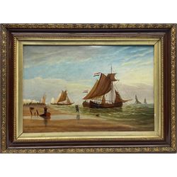 Joseph Witham (British 1832-1901): 'Landing Fish on the Coast of Holland - Scheveningen', oil on canvas signed and dated '98, titled inscribed and dated 1898 on the stretcher 40cm x 60cm