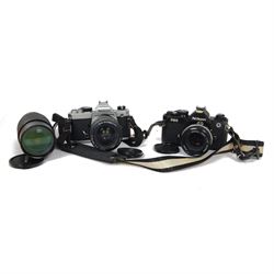 Two Nikon FM camera bodies, comprising Nikon FM serial no. 3239117, with a Nikon Series E ...