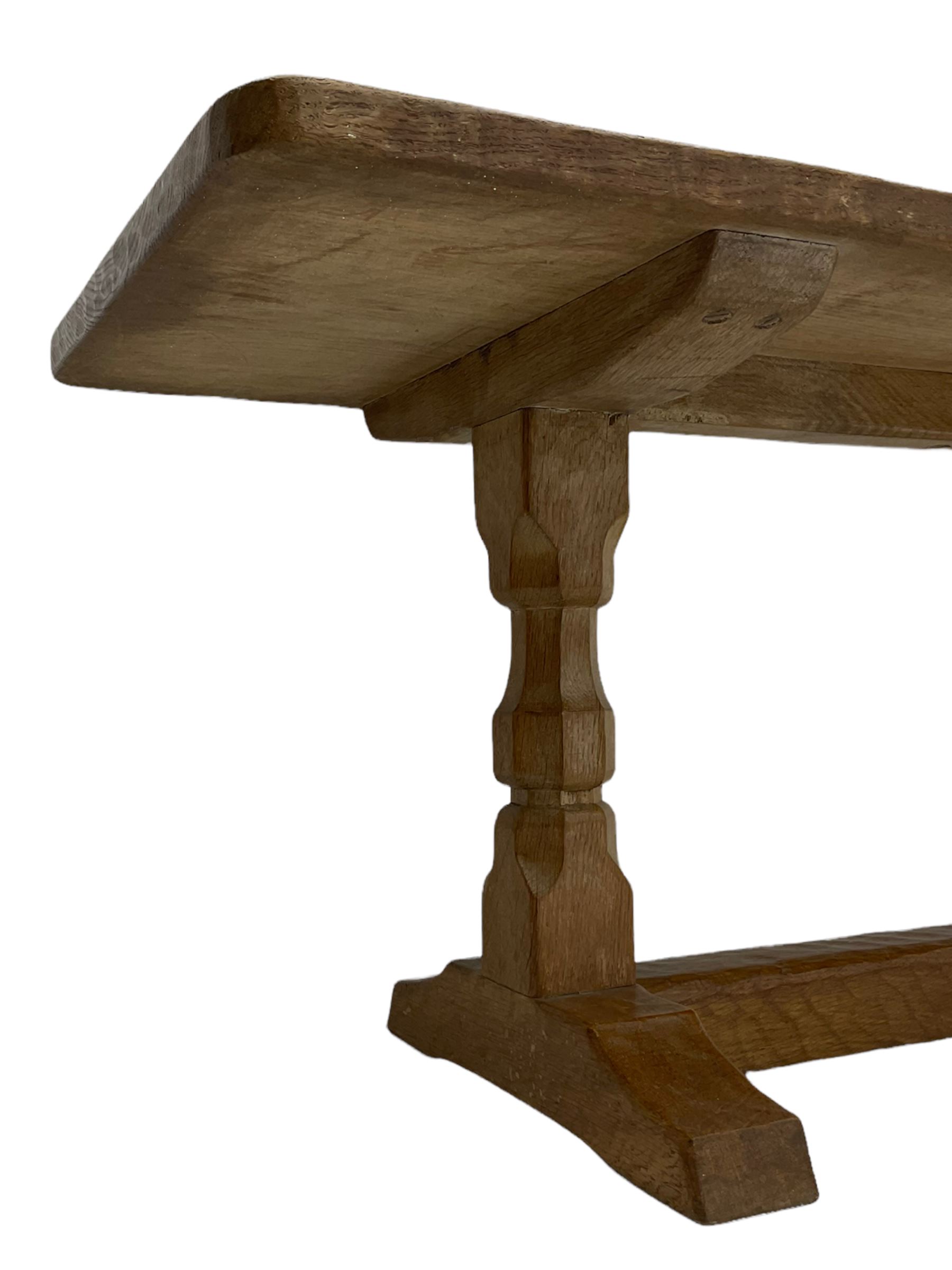 Yorkshire oak - rectangular adzed oak coffee table by Colin Almack (Beaverman), unsigned