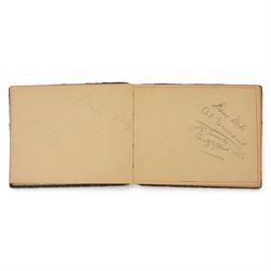 Three 1930s autograph and scrap books, comprising a scrap book documenting the Australian Rugby League team tour of England and France 1937 with newspaper clippings and a collection of signatures in pencil including Wally Prigg, Harry Pearce and Jack Reardon and two autograph books from 1935 and 1936, with signatures including players from St Helens RLFC, Yorkshire Cricket Club, Hull FC, Dewsbury RLFC, Blackpool FC, Salford RLFC, Leeds RLFC, Batley RLFC, Wigan RLFC, Manchester United, Hull Baseball Club, Tottenham Hotspur FC, and assorted entertainment signatures from theatres of the time 