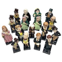 Seventeen Royal Doulton Charles Dickens figures, to include Bumble, Sairey Gamp, Scrooge, Dick Swiveller, Little Nell etc, all with printed marks beneath