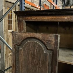18th century oak cupboard, enclosed by two fielded panelled doors, the interior fitted with two shelves  - THIS LOT IS TO BE COLLECTED BY APPOINTMENT FROM THE OLD BUFFER DEPOT, MELBOURNE PLACE, SOWERBY, THIRSK, YO7 1QY