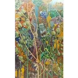 Percy Sykes (British mid 20th century): 'Hedgerow', oil on board signed and dated '71, titled on exhibition label verso with artist's West Ayton address 80cm x 50cm 
Provenance: exh. Scarborough Art Society 1981 No.43, label verso