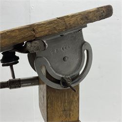 Kieser & Pfeufer folding mahogany and brass full plate camera, with adjustable wooden tripod