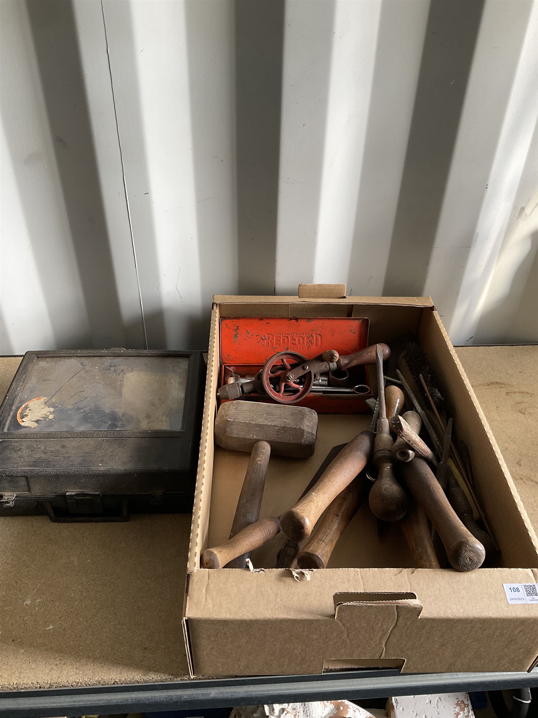 Socket set, vintage Black and Decker electric drill, scissors, hand crank drill, metal files and other  - THIS LOT IS TO BE COLLECTED BY APPOINTMENT FROM DUGGLEBY STORAGE, GREAT HILL, EASTFIELD, SCARBOROUGH, YO11 3TX