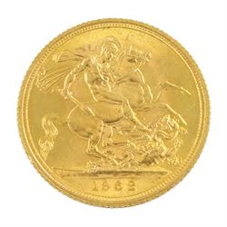 Queen Elizabeth II 1962 gold full sovereign coin