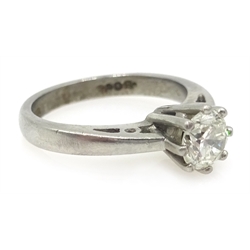  Platinum diamond solitaire ring, hallmarked, 0.5 carat  