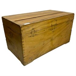 19th century camphor wood blanket chest enclosed by hinged lid