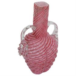 Collection of 19th century and later coloured glass, including pair of pink mottled lustre vases, orange jug with dimpled decoration, cranberry glass, etc 