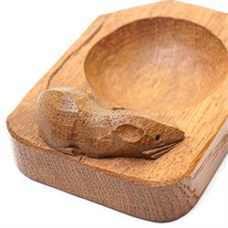 Mouseman - tooled oak ashtray, rectangular form with canted and rounded corners, carved with mouse signature, by the workshop of Robert Thompson, Kilburn, W10cm