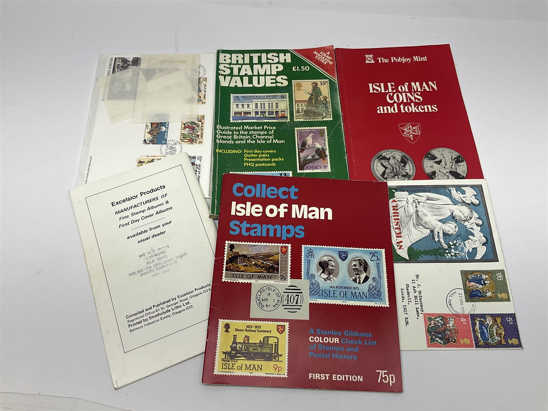 Stamps including Great British and Channel Islands first day covers, with various postmarks and genres, reference material etc, housed in various folders and loose, in one box