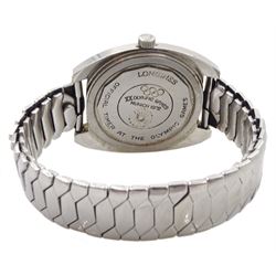 Longines Admiral HF gentleman's stainless steel manual wind wristwatch, Ref. 2303, Cal. 6942, the back case engraved Olympic Games Munich 1972, on expanding stainless steel strap